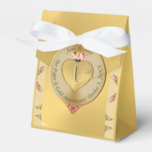 1st or 50th Wedding Anniversary Golden  Favour Box