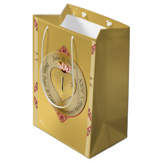 1st or 50th Wedding Anniversary Golden Medium Gift Bag