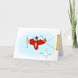 1st or Any Age Red and Yellow Aeroplane Birthday Card