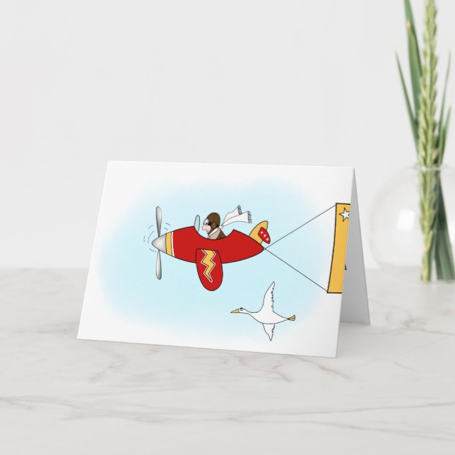 1st or Any Age Red and Yellow Aeroplane Birthday Card (Front)