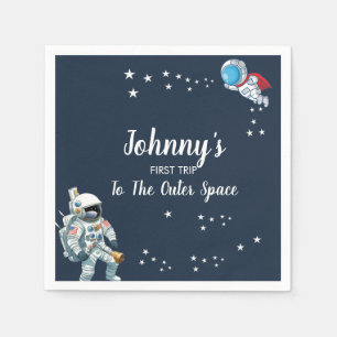 1st Outer Space Trip Watercolor 1st birthday  Napkin