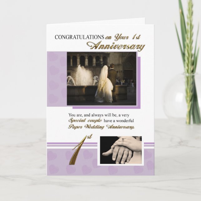 1st Paper Wedding Anniversary Card (Front)