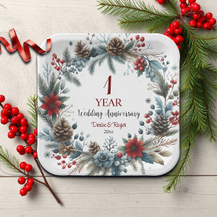 1st Paper Wedding Anniversary Elegant Winter Plate