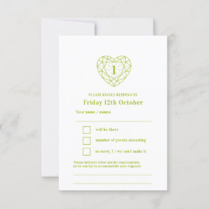 1st peridot green heart anniversary reply RSVP Card