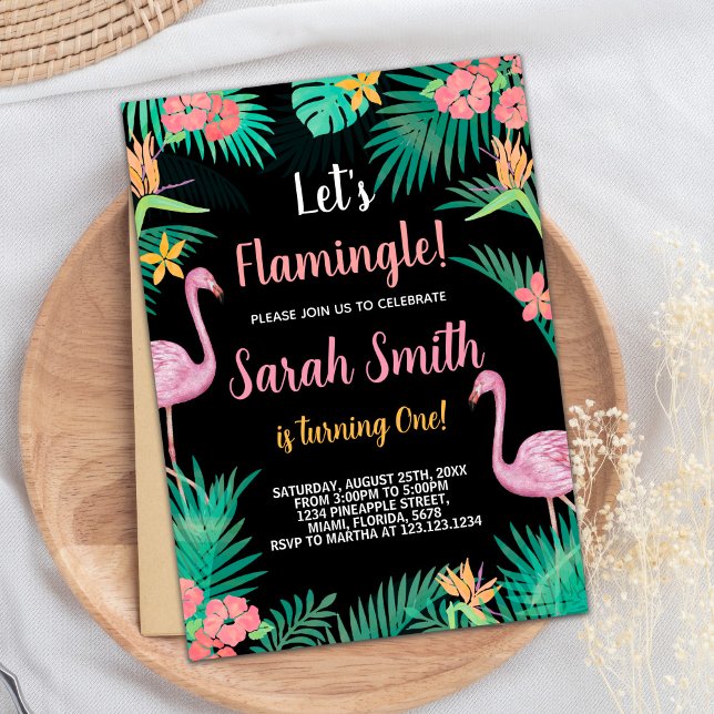 1st Pink Flamingo Birthday Invitations (1st Pink Flamingo Birthday Invitations)