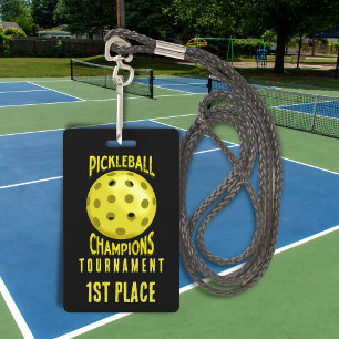 1st Place Black Yellow Pickleball Tournament Badge ID Badge