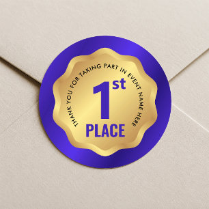1st Place Event Medal Winner Sticker Blue & Gold