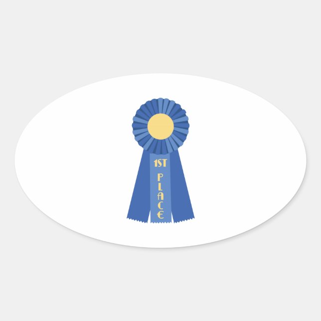 1st Place Ribbon Oval Sticker (Front)