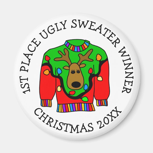 1st Place Winner Ugly Sweater Contest Prize Magnet (Front)