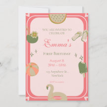 1st Pool Party birthday invitations photo.