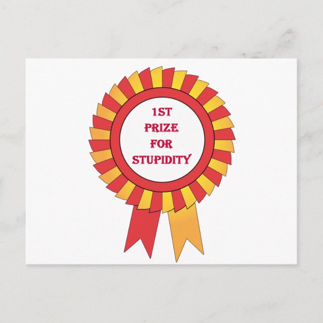 1st prize for stupidity postcard (Front)