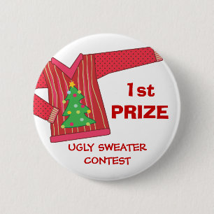 1st Prize Ugly Sweaters Holiday Contest Button