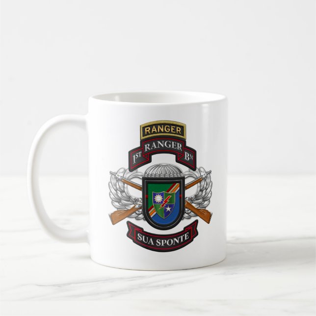 1st Ranger Battalion BERET FLASH DUI SSI RANGER T- Coffee Mug (Left)