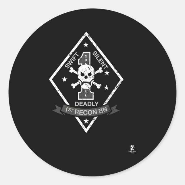 1St Recon Battalion Classic Round Sticker (Front)