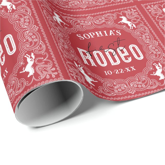 1st Rodeo Birthday Wrapping Paper – Western Bandan (Roll Corner)