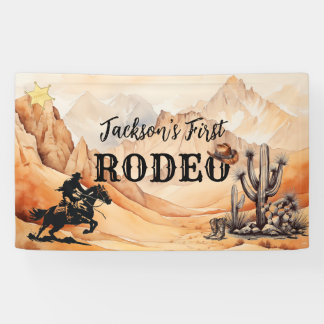 1st Rodeo Cowboy Western Banner for First Birthday