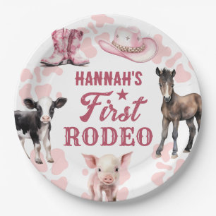 1st Rodeo Pink Birthday Paper Plate
