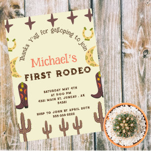 1st Rodeo  Western Party Country Birthday  Invitation