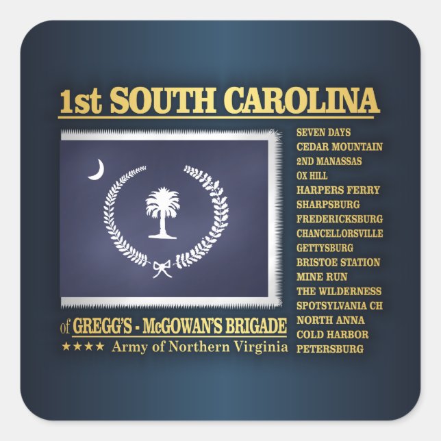 1st South Carolina Infantry (BA2) Square Sticker (Front)