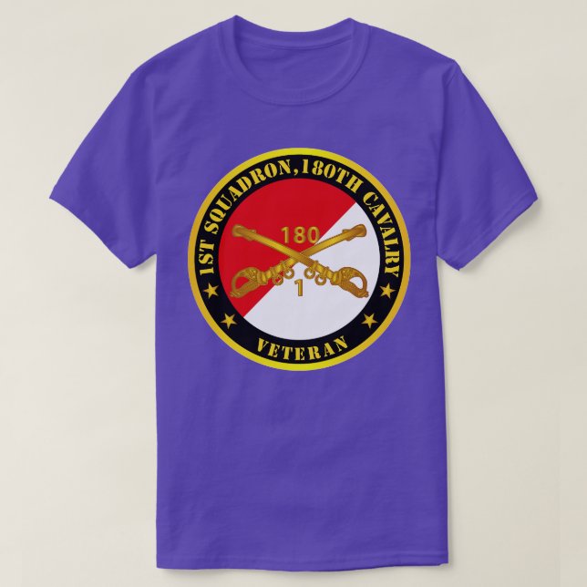 1st Squadron 180th Cavalry Branch Veteran Red Whit T-Shirt (Design Front)