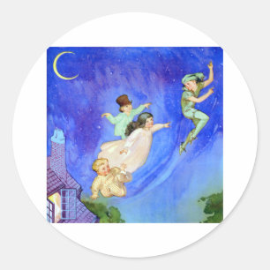 1ST STAR ON YOUR RIGHT, STRAIGHT ON UNTIL MORNING CLASSIC ROUND STICKER