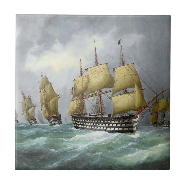 1st steam battleships 1884 ceramic tile (Front)