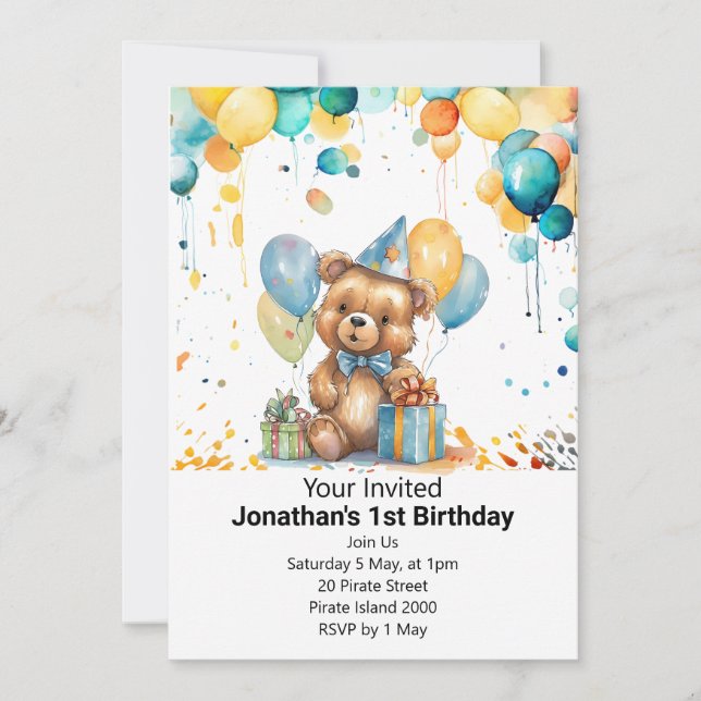 1st teddy bear picnic  invitation (Front)