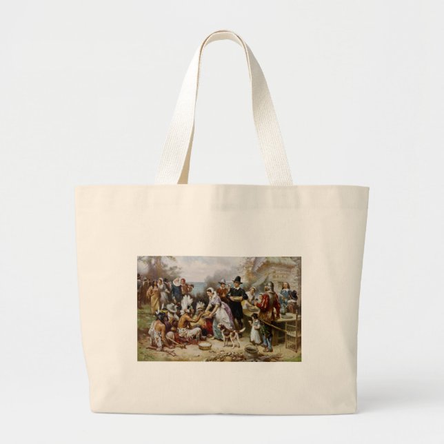 1st thanksgiving large tote bag (Front)