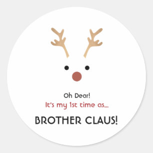 1st Time Brother Claus White Family Christmas  Classic Round Sticker
