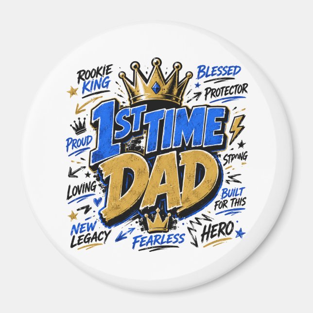 1st Time Dad Two-Tone Coffee Magnet (Front)