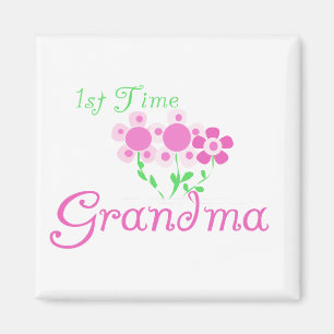 1st  Time Grandma-Pink Flowers Magnet
