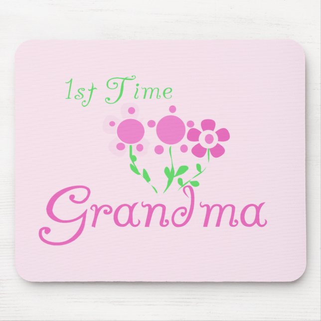 1st  Time Grandma-Pink Flowers Mouse Pad (Front)