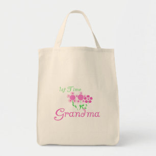 1st Time Grandma-Pink Flowers Tote Bag