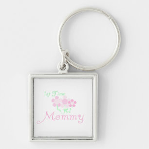1st Time Mummy Pink Flowers Gifts Key Ring
