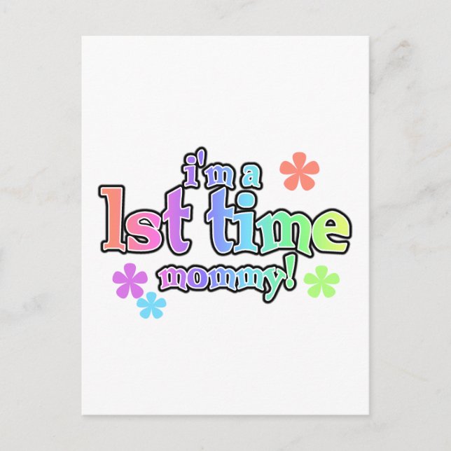 1st Time Mummy-Rainbow T-shirts and Gifts Postcard (Front)