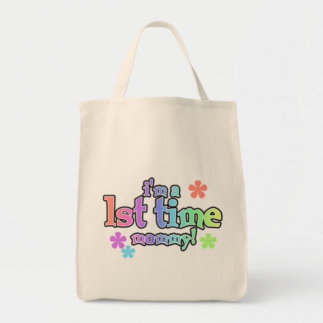 1st Time Mummy-Rainbow T-shirts and Gifts Tote Bag (Front)