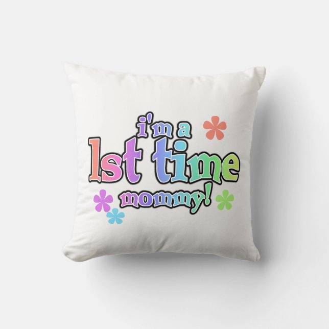 1st Time Mummy Rainbow Text Gifts Cushion (Front)