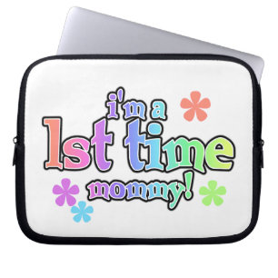 1st Time Mummy Rainbow Text Gifts Laptop Sleeve