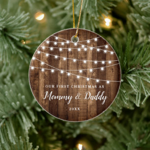 1st Time Parents Personalised Mummy Daddy Rustic Ceramic Ornament