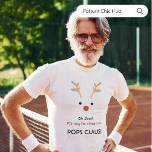1st Time Pops Claus White Modern Family Christmas  T-Shirt