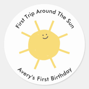 1st Trip Around the Sun 1st Birthday Party Classic Round Sticker