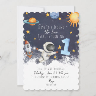 1st Trip Around the Sun Baby Boys First Birthday  Invitation