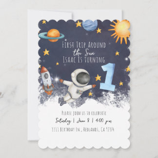 1st Trip Around the Sun Baby Boys First Birthday  Invitation
