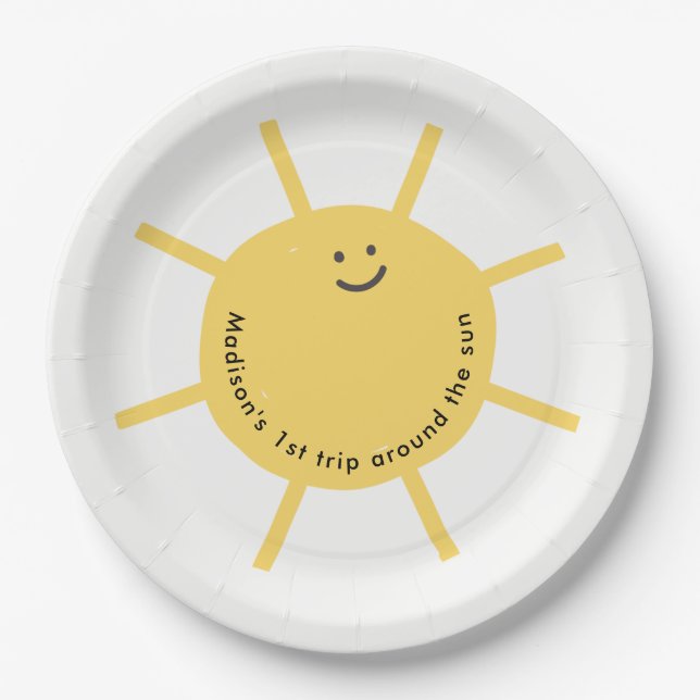 1st Trip Around The Sun Birthday Party Paper Plate (Front)