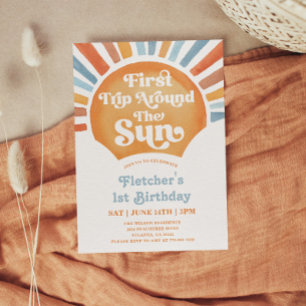 1st Trip Around The Sun Boy 1st Birthday Invitation