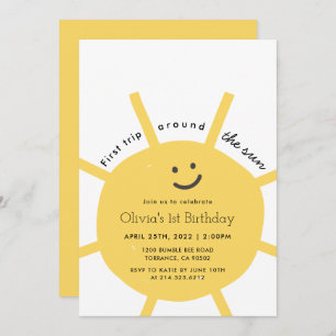 1st Trip Around The Sun First Birthday  Invitation
