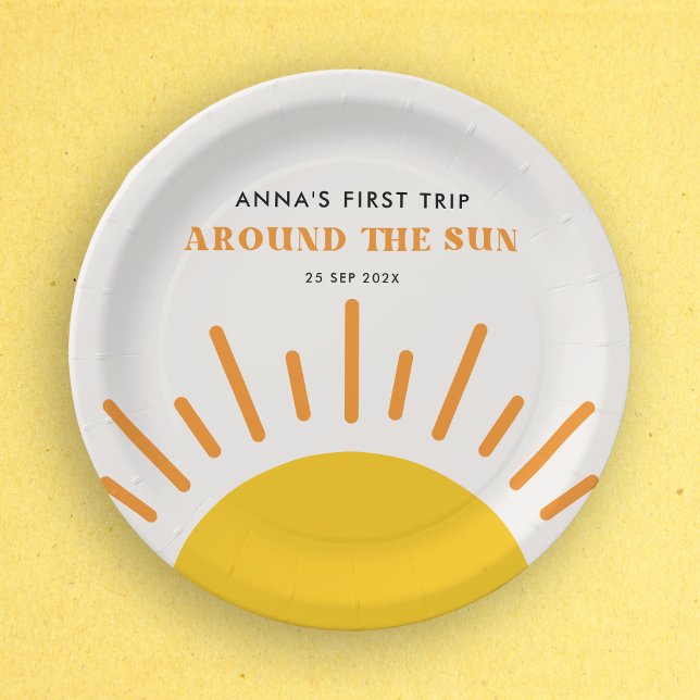 1st trip around the sun First Birthday Paper Plate (Creator Uploaded)
