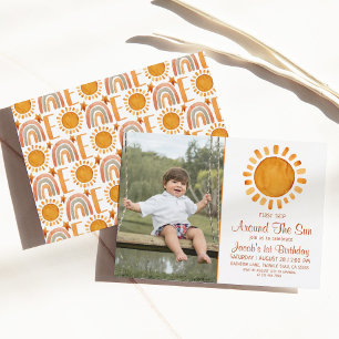 1st Trip Yellow Sunshine Photo Birthday Invitation