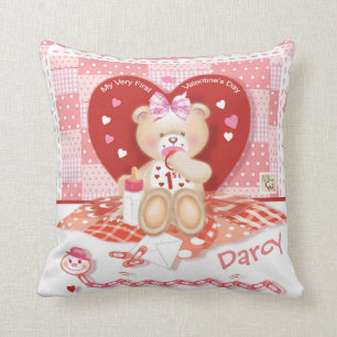 1st Valentine's Day Baby Girl Cushion
