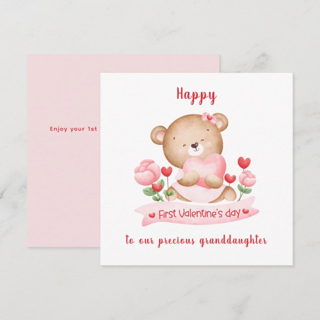 1st Valentine's day girl pink Valentine's day Card (Front/Back)